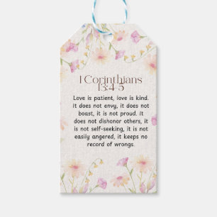 1 Corinthians 13:4-5 Soothing Watercolor Design Gift Tags