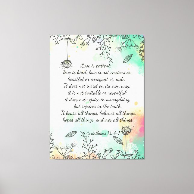 1 Corinthians 13: 4-7   Canvas Print (Front)