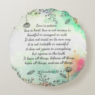 1 Corinthians 13: 4-7  Round Cushion