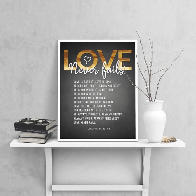 1 Corinthians 13:4-8 Bible Verse, Chalk & Gold Poster (Creator Uploaded)