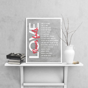 1 Corinthians 13:4-8 Bible Verse, Gray Scratched Poster