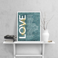 1 Corinthians 13:4-8 Bible Verse, Vintage Blue
