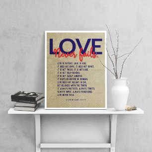 1 Corinthians 13:4-8 Bible Verse, Vintage Tan Poster
