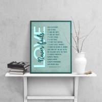 1 Corinthians 13:4-8 Bible Verse, Vintage Teal