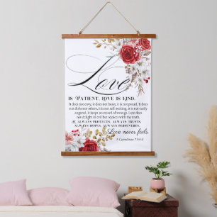 1 Corinthians 13:4-8 Love is Patient Bible Floral Hanging Tapestry