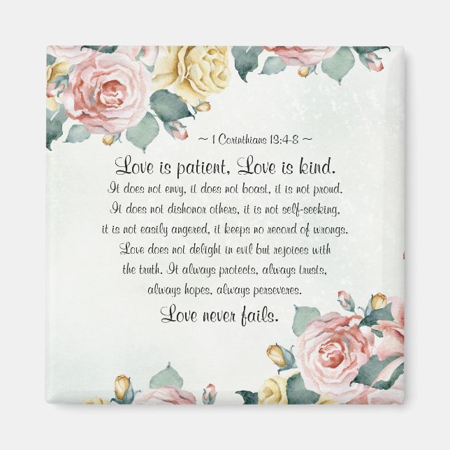 1 Corinthians 13:4-8 Love is Patient, Love is Kind Magnet (Front)