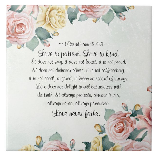 1 Corinthians 13:4-8 Love is Patient, Love is Kind Tile (Front)