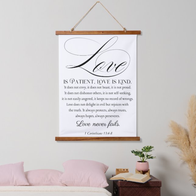 1 Corinthians 13:4-8 Love is Patient Wedding Verse Hanging Tapestry (Bedroom)