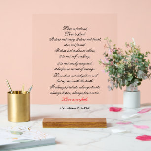 1 Corinthians 13:4-8 (NIV) Acrylic Sign