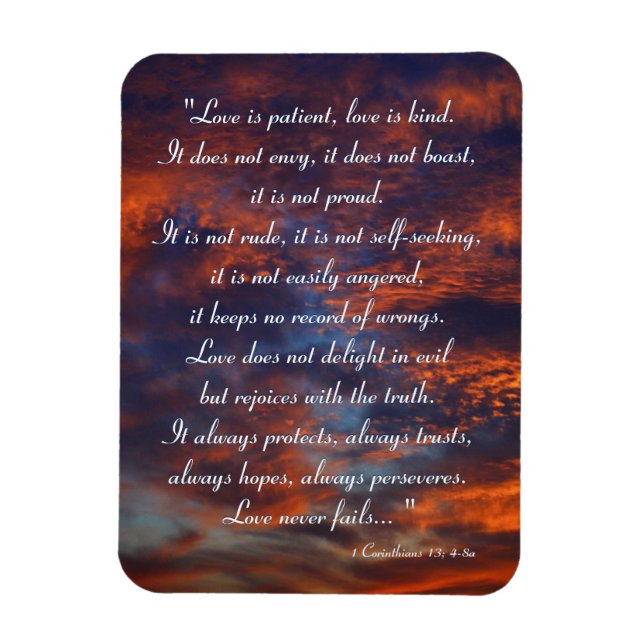 1 Corinthians 13; 4-8a - Inspirational Magnet (Vertical)