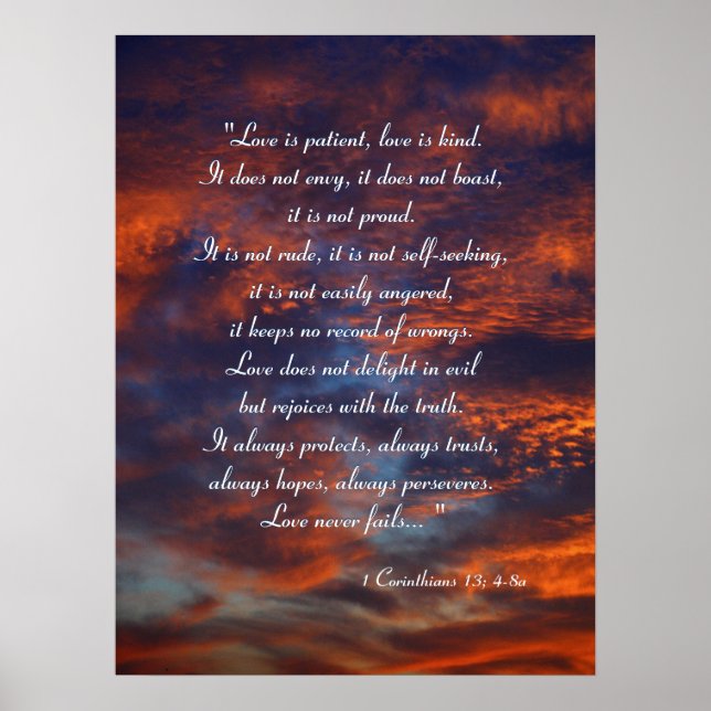 1 Corinthians 13; 4-8a | Inspirational Poster (Front)