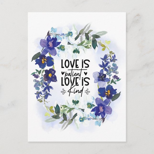 1 Corinthians 13:4 Love is Patient Bible Verse Postcard (Front)