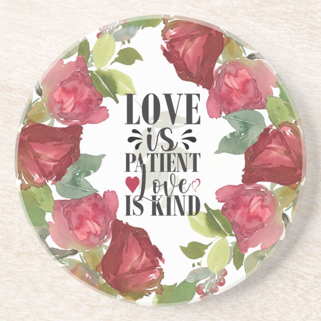 1 Corinthians 13:4 Love is Patient Love is Kind Coaster (Front)