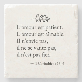 1 Corinthians 13:4 Love Verse in French Stone Coaster
