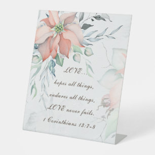 1 Corinthians 13:7-8 Love Never Fails Christian Pedestal Sign