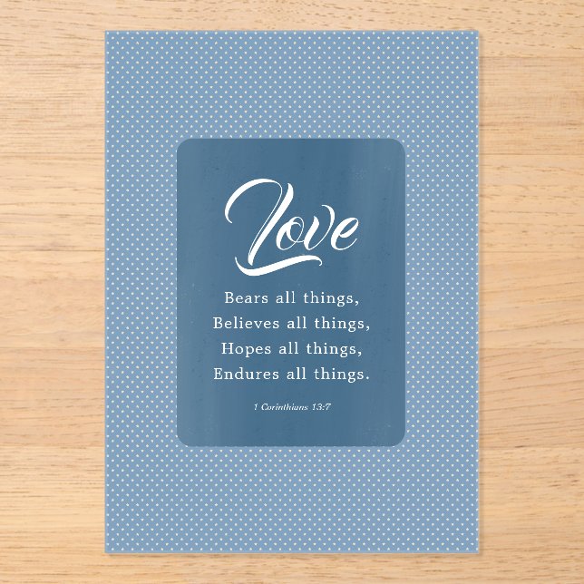 1 Corinthians 13:7 Love Bears All Things Acrylic Invitations (Front)
