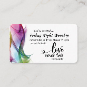 1 Corinthians 13:7 Love Never Fails Church Event  Business Card