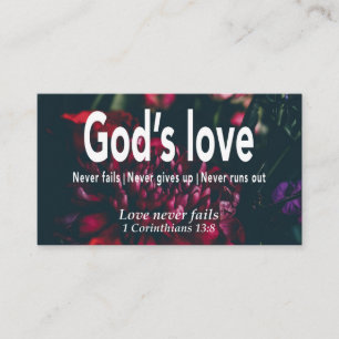 1 Corinthians 13:8 LOVE NEVER FAILS Scripture Business Card