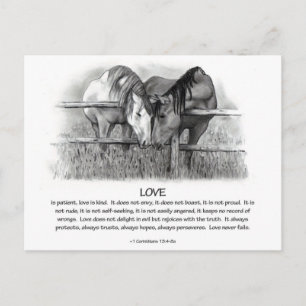 1 Corinthians 13: Love, Horses in Pencil Postcard