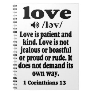 1 Corinthians 13 Love is patient and kind Notebook