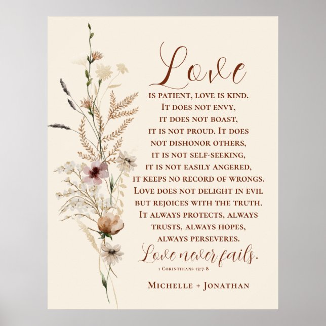 1 Corinthians 13 Love is Patient Bible Verse Poster (Front)