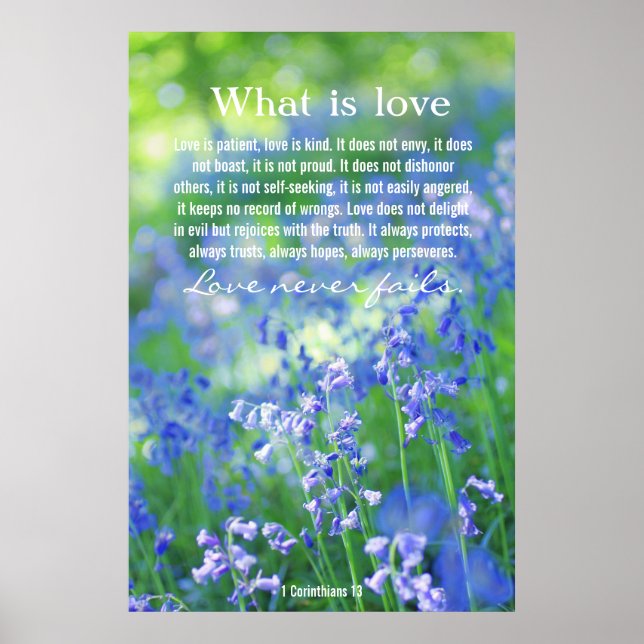 1 Corinthians 13, lovely bluebells poster (Front)