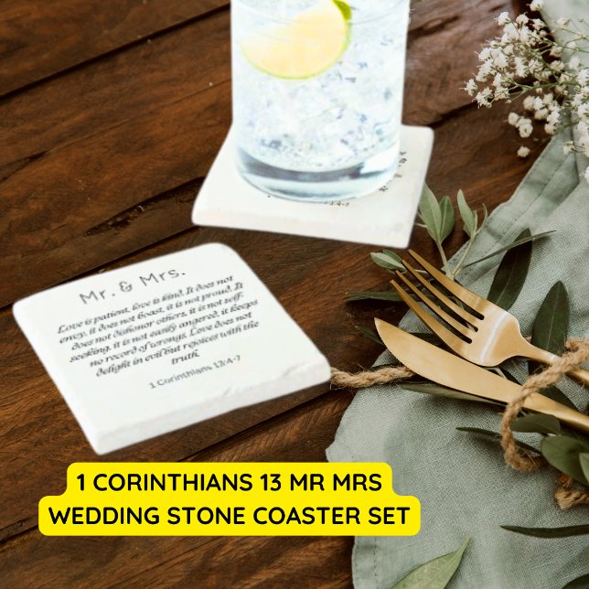 1 Corinthians 13 Mr Mrs Wedding Stone Coaster (Creator Uploaded)