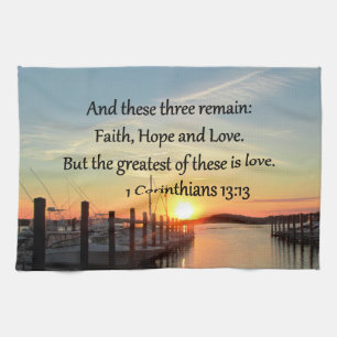 1 CORINTHIANS 13 SUNSET DESIGN TEA TOWEL