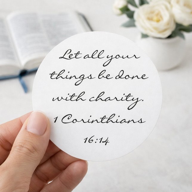 1 Corinthians 16:14 Let all you do, love Classic Round Sticker (Creator Uploaded)