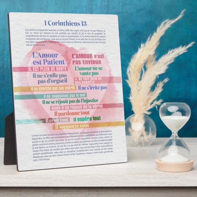 1 Corinthiens 13,  Hymne à l’Amour Plaque (Side)
