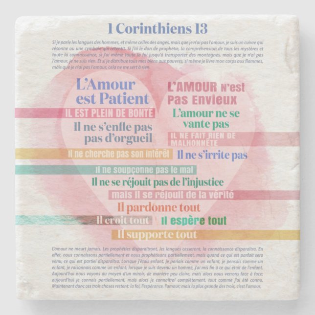 1 Corinthiens 13,  Hymne à l’Amour Stone Coaster (Front)
