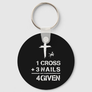 1 cross 3 nails forgiven christian faith easter t key ring