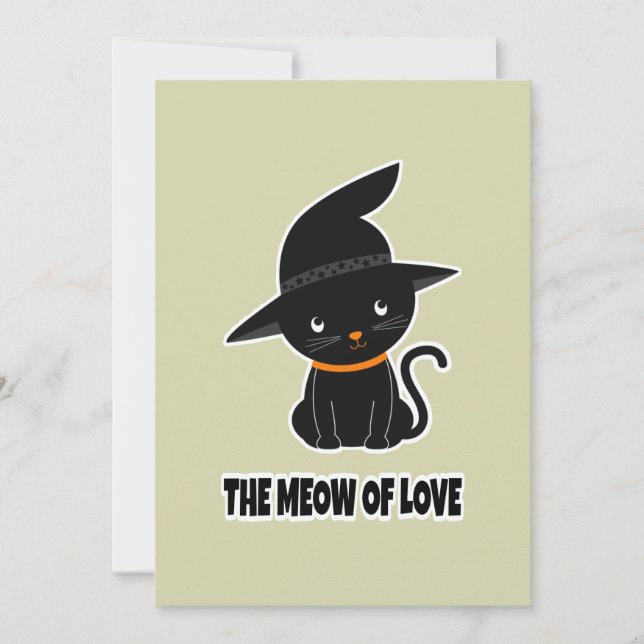 1.cute beautiful black cat meow of love   holiday card (Front)