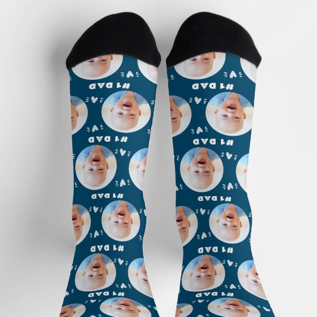 #1 Dad Baby or Child Photo Father's Day Socks (Top)