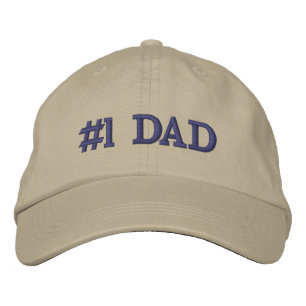 #1 Dad Beige Brown Typography Embroidered Hat