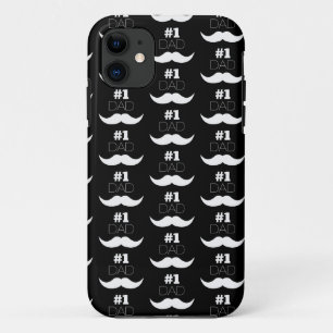 #1 Dad Black and White Moustache - Number One iPhone 11 Case
