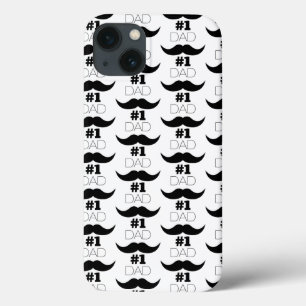 #1 Dad Black and White Moustache - Number One iPhone 13 Case