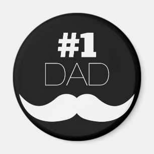 #1 Dad Black and White Moustache - Number One Magnet