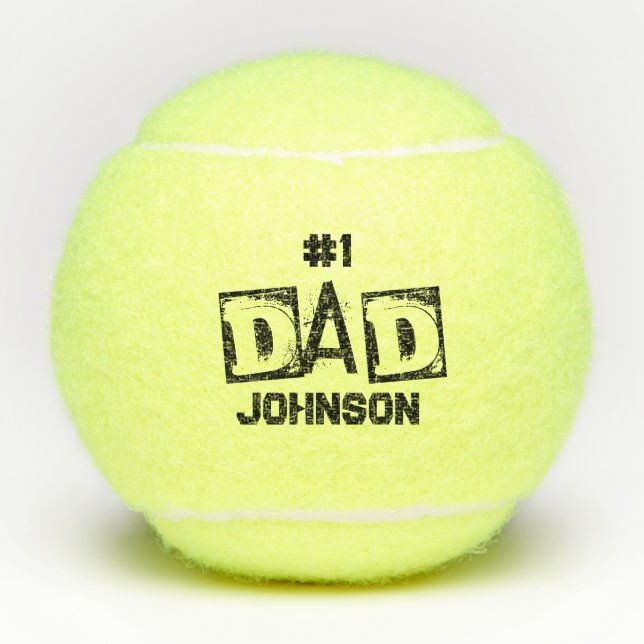 #1 Dad Black and White Tennis Balls (Front)