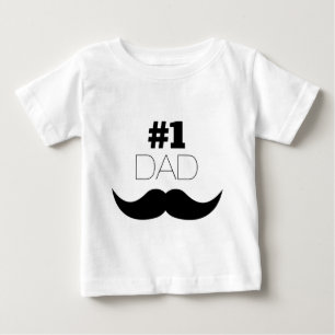 #1 Dad Black Moustache - Number One Baby T-Shirt
