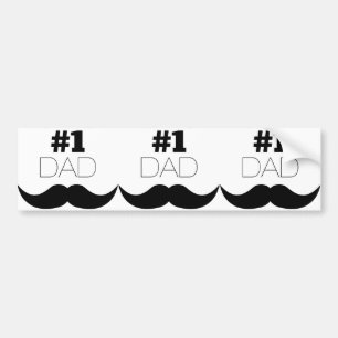 #1 Dad Black Moustache - Number One Bumper Sticker