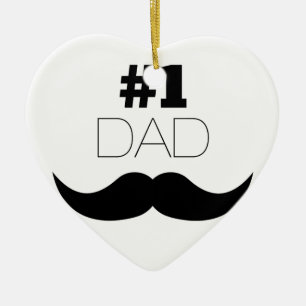 #1 Dad Black Moustache - Number One Ceramic Tree Decoration