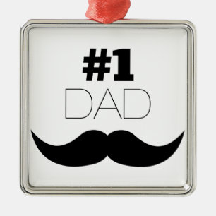 #1 Dad Black Moustache - Number One Metal Tree Decoration