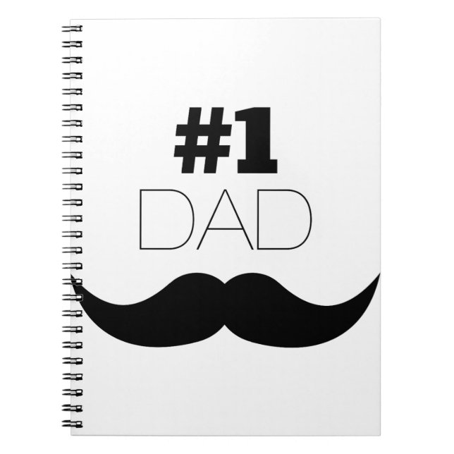 #1 Dad Black Moustache - Number One Notebook (Front)