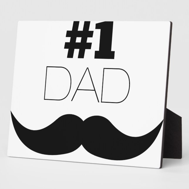 #1 Dad Black Moustache - Number One Plaque (Side)