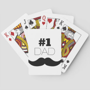 #1 Dad Black Moustache - Number One Playing Cards
