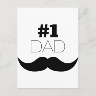 #1 Dad Black Moustache - Number One Postcard
