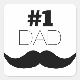#1 Dad Black Moustache - Number One Square Sticker