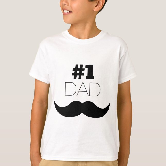 #1 Dad Black Moustache - Number One T-Shirt (Front)