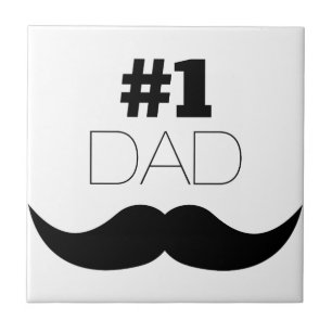 #1 Dad Black Moustache - Number One Tile